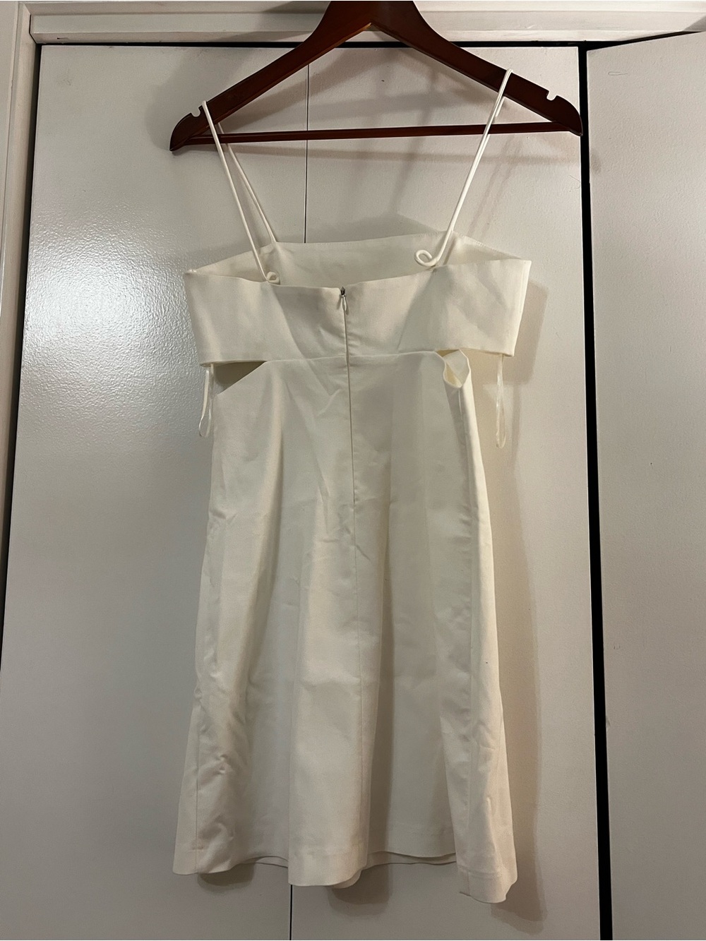 Zara Cream Mini Dress with Folded Bodice and Thin Straps